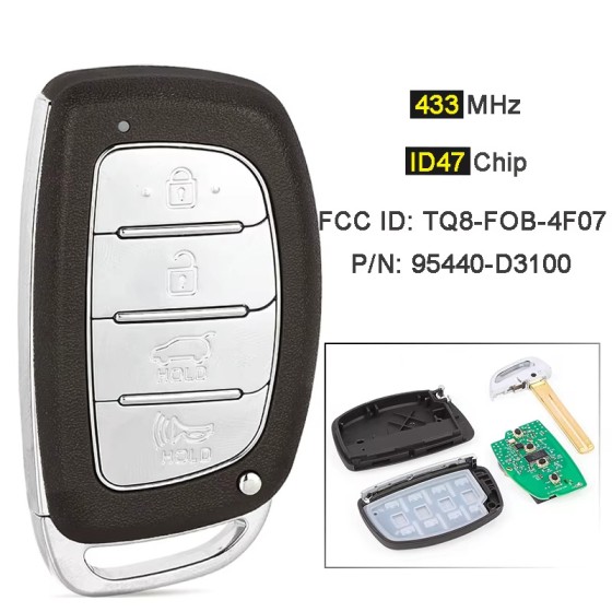 2016-2017 Hyundai Tucson / 4-Button 433Mhz 47 Chip Smart Key / PN: 95440-D3100NNA / TQ8-FOB-4F07 (AFTERMARKET)